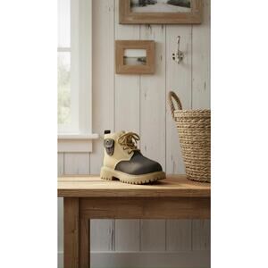 Unisex Kids Ankle Boots Size 27 Tan & Gray Lace Up Lug Sole